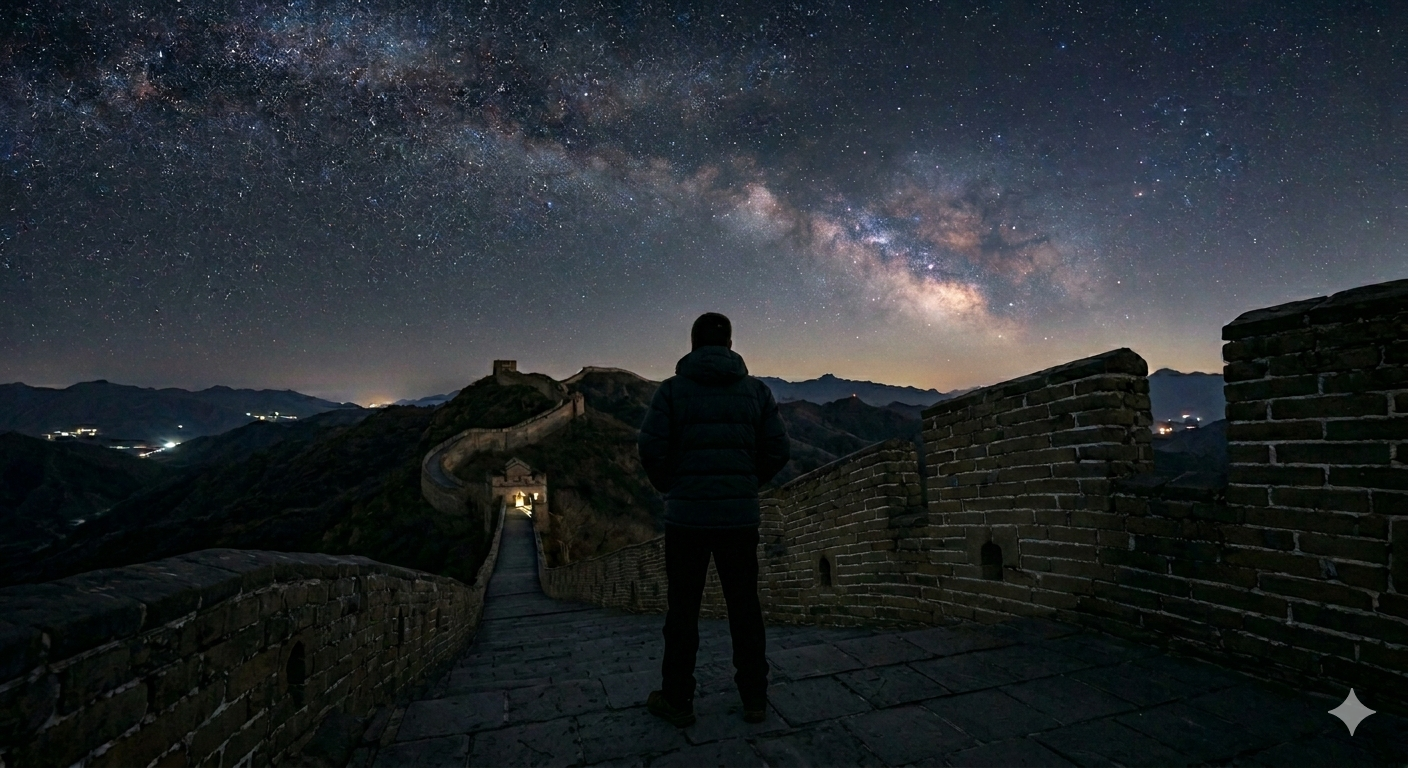 Tom standing on the Great Wall of China